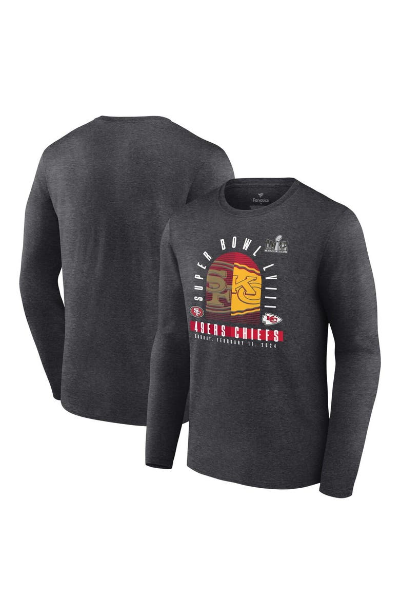 FANATICS Men's Fanatics Branded Heather Charcoal Kansas City Chiefs vs. San Francisco 49ers Super Bowl LVIII Matchup Final Battle Long Sleeve T-Shirt, Main, color, 