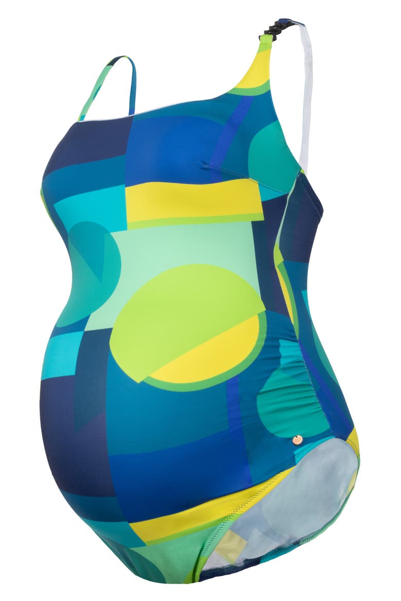 Pregnancy Swimsuit Pop, Alternate, color, BLUE