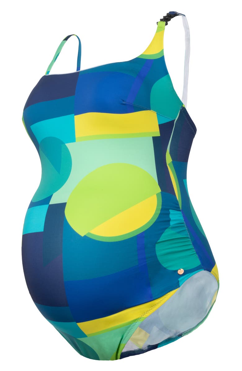 Cache Coeur Pop One-Shoulder One-Piece Maternity Swimsuit, Alternate, color, 