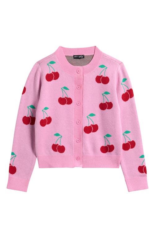 Ava & Yelly Kids' Cherry Cardigan In Pink