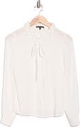 Adrianna Papell Flower Tie Neck Button-Up Shirt