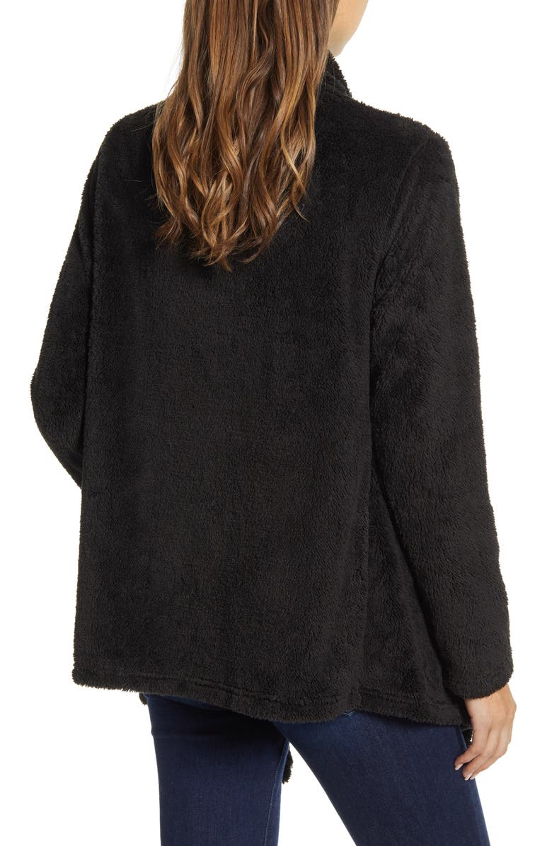 Bobeau Drape Front Faux Fur Cardigan, Alternate, color,