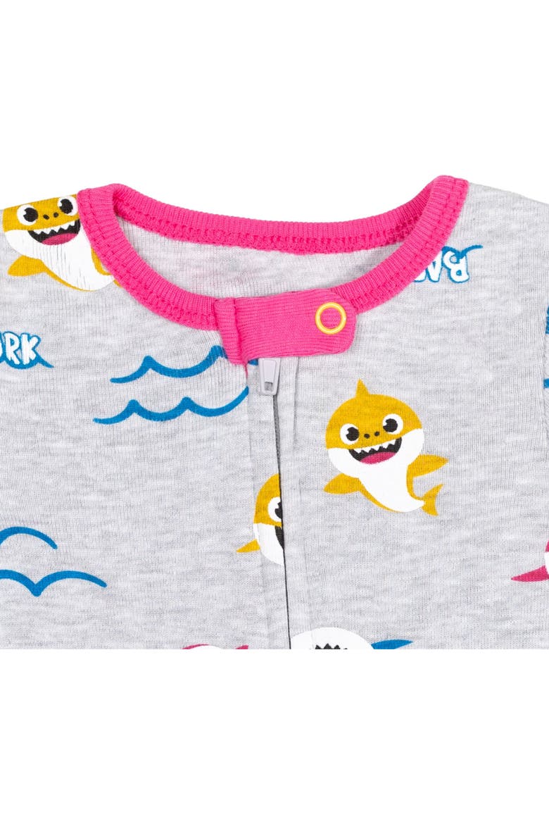 Baby Shark 2-Pack Zip-Up Footed Sleep N Play, Alternate, color, Pink Heather Grey