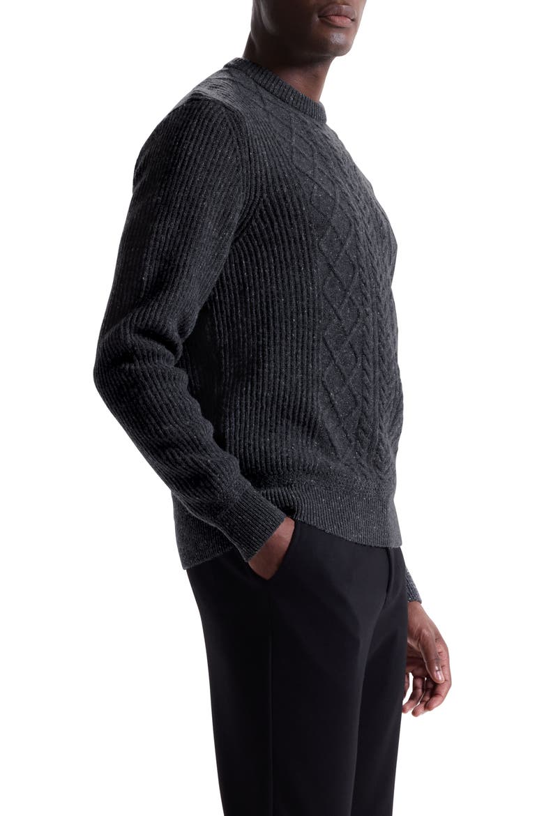 Cable Stitch Crewneck Wool Blend Sweater, Alternate, color, ANTHRACITE