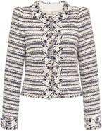 Maison Common Striped Tweed Jacket With Flower Boarder
