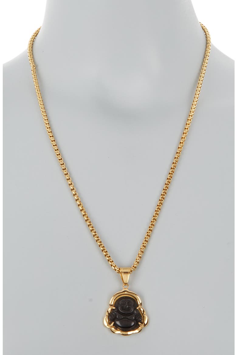 Men's Leo Buddha Pendant Necklace, Alternate, color, GOLD