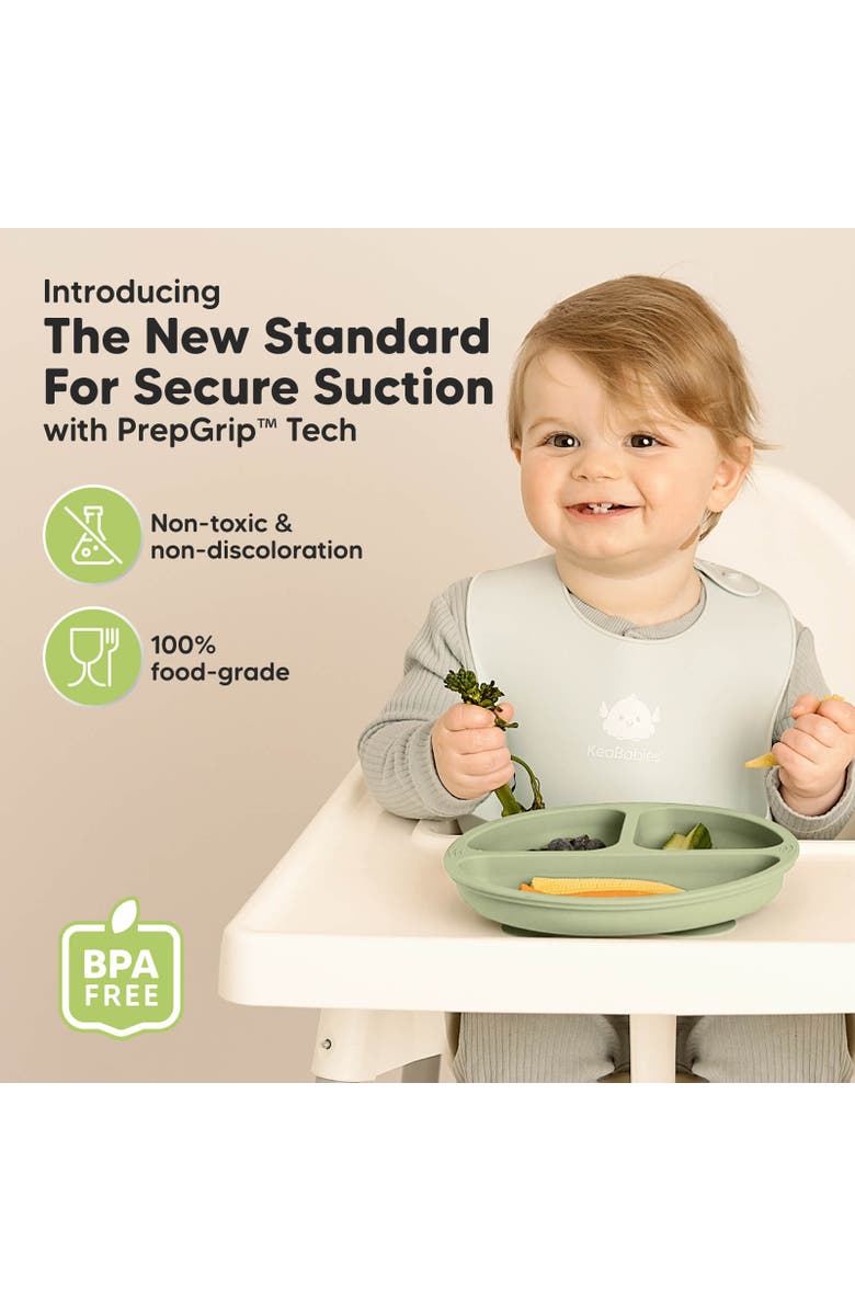 KeaBabies 3-Pack Prep Silicone Suction Plates, Alternate, color, Sage