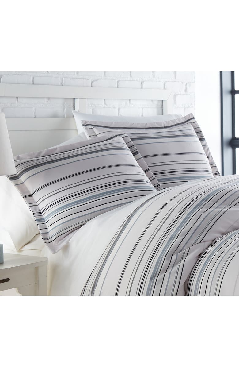 SOUTHSHORE FINE LINENS Stripe Collection - Luxury Premium Oversized Comforter Set, Alternate, color, Gray