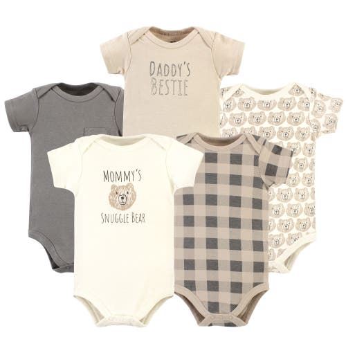 Hudson Baby Five-piece Set Of Cotton Infant All-in-one Bodysuits In Gray
