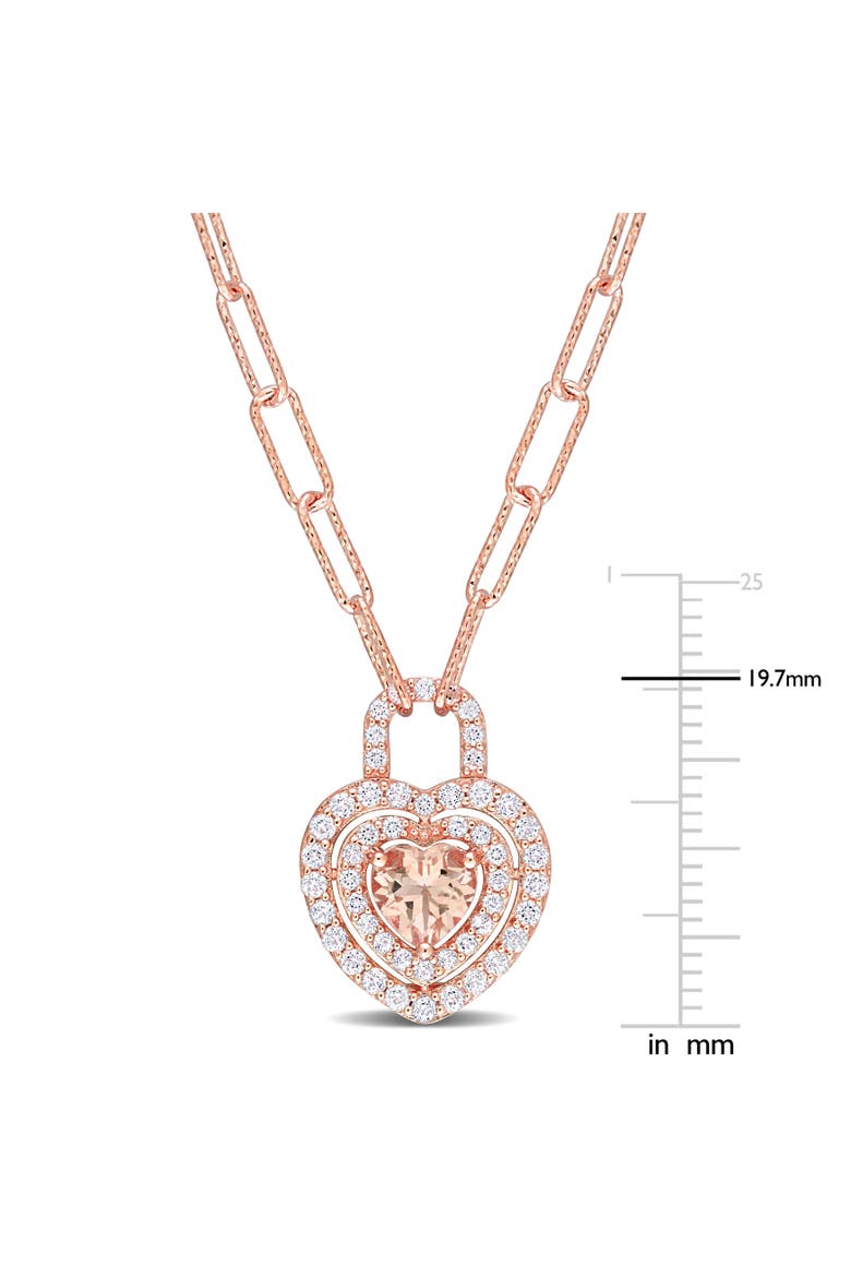 Morganite & White Topaz Heart Necklace, Alternate, color, Morganite