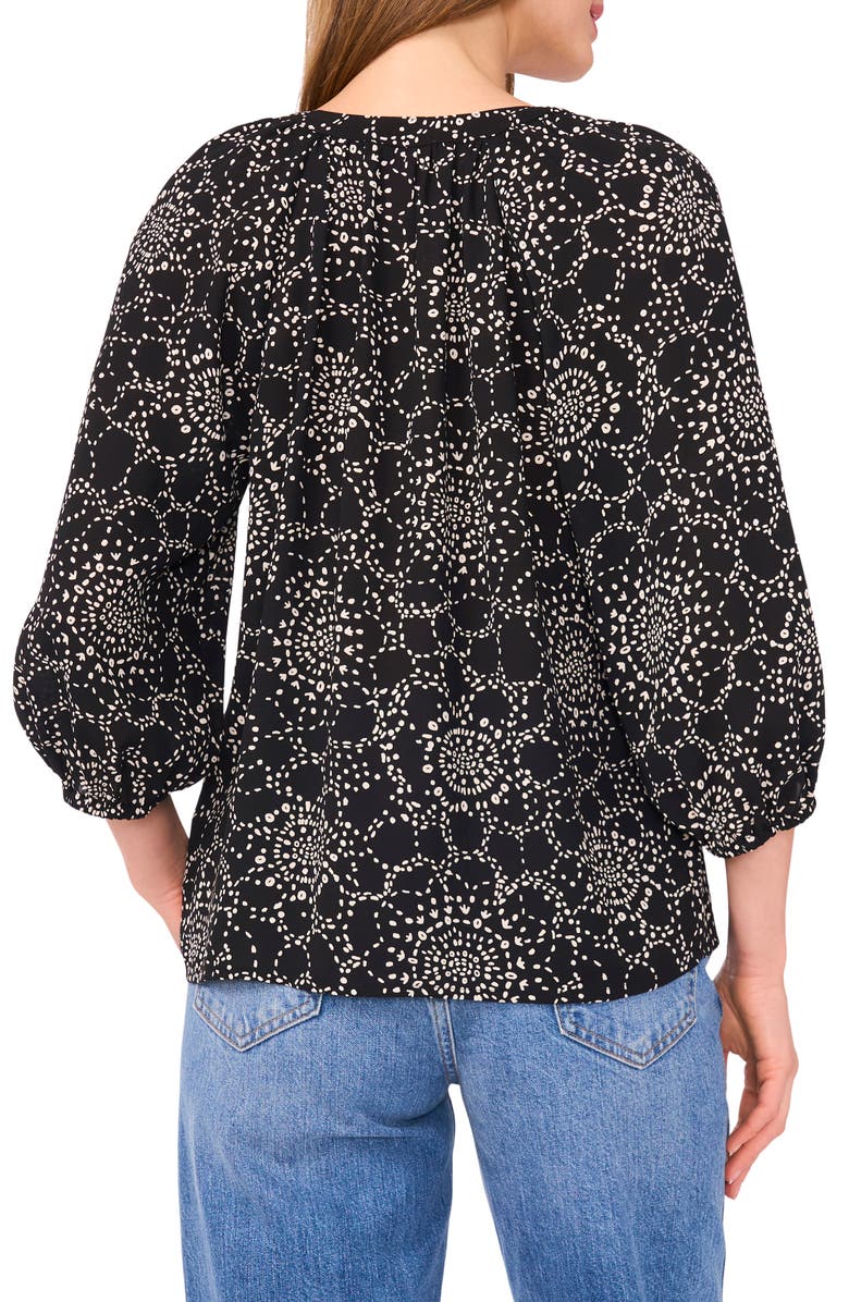 Vince Camuto V-Neck Puff Sleeve Top, Alternate, color, Rich Black