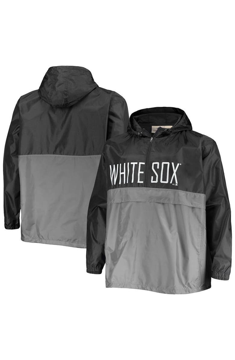 PROFILE Men's Black/Gray Chicago White Sox Big & Tall Split Body Anorak Half-Zip Jacket, Main, color, Black