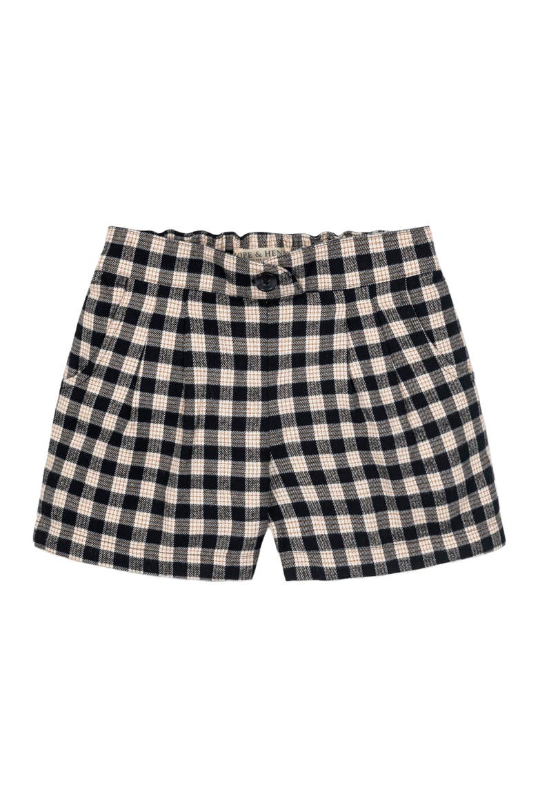 Girls' Organic Pleated Flannel Short, Kids, Main, color, Black and Ivory Check