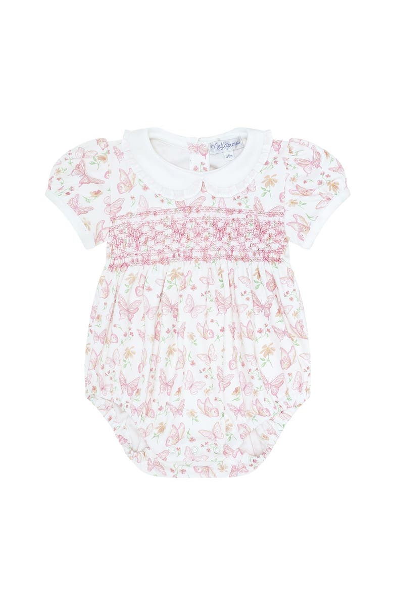 Nellapima Butterflies Print Smocked Bubble - Baby, Alternate, color, Pink