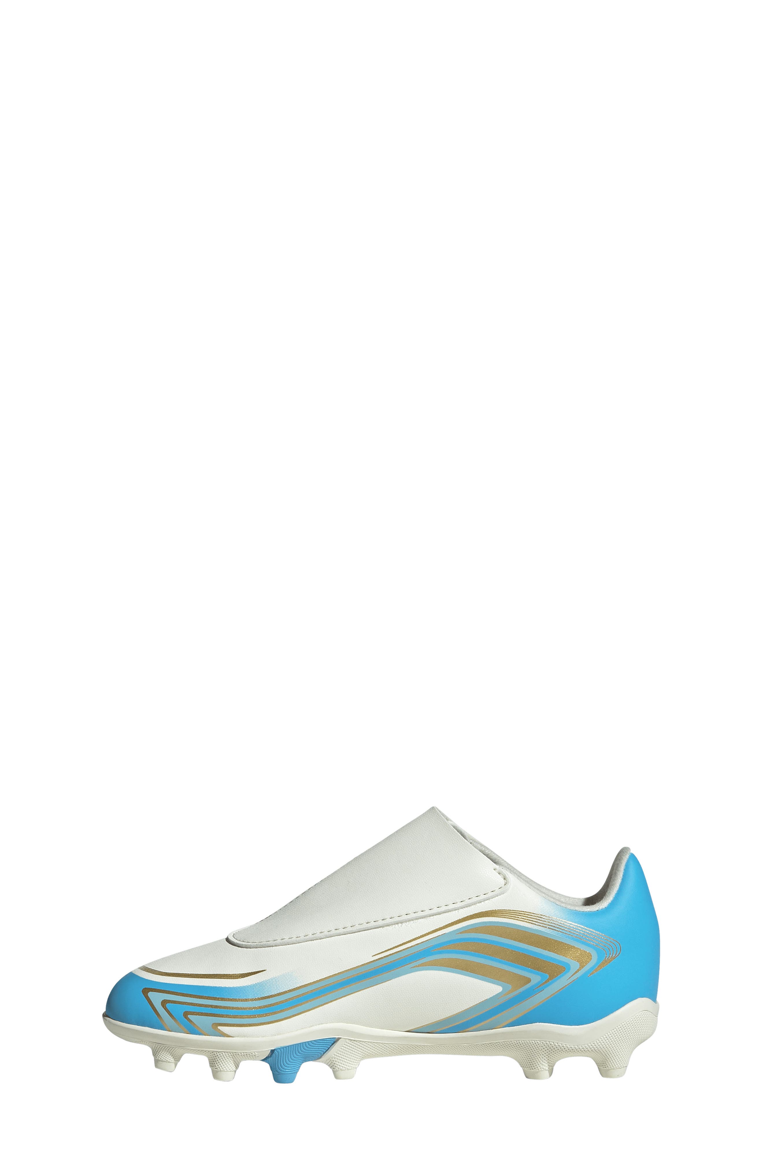 adidas Kids' F50 Messi Club Soccer Cleat, Alternate, color, Ivory/ Semi Blue/ Icey Blue