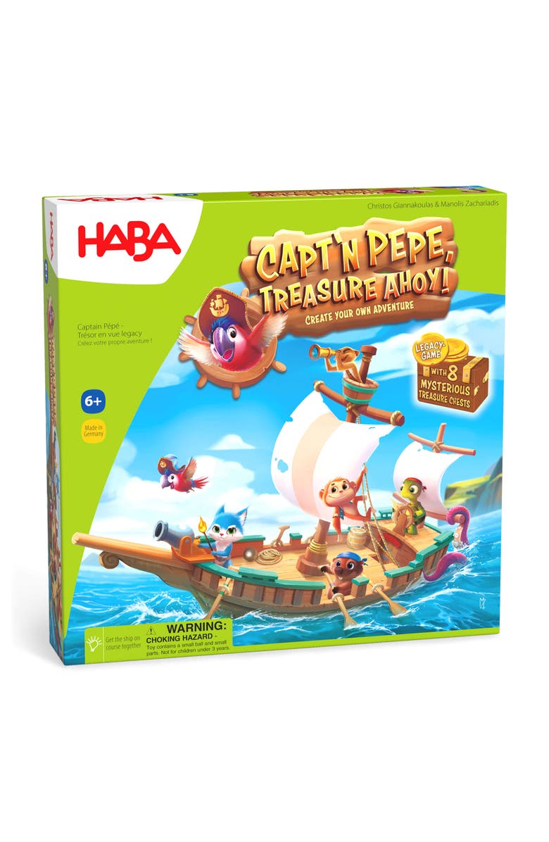 HABA Capt'n Pepe Treasure Ahoy - A Cooperative Pirate Board Game, Adventure & Treasure Hunt for Kids & Families, Legacy Game for Ages 6+, Main, color, Multi