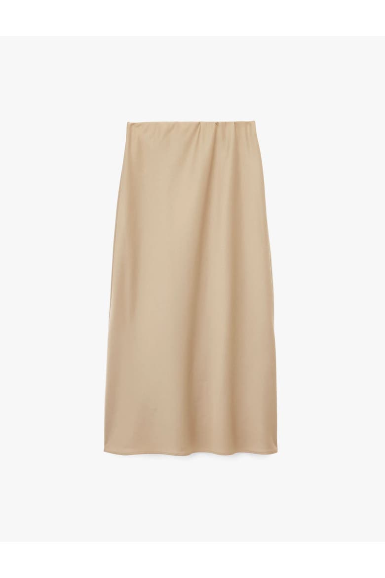 Elastic Waist Satin Midi Skirt, Alternate, color, BEIGE