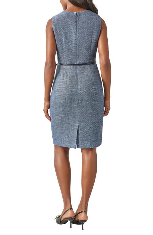 Kasper Sleeveless Belted Shift Dress In California Sky/black