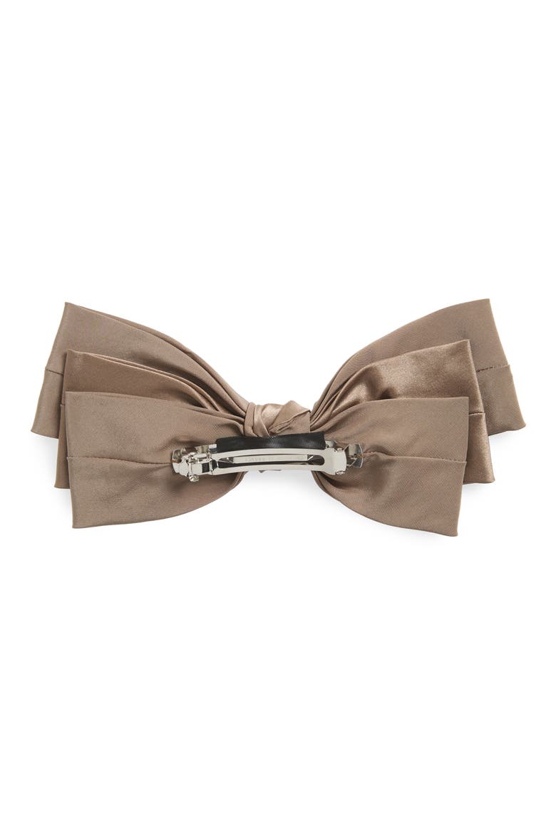 Classic Silk Bow Barrette, Alternate, color, TAUPE