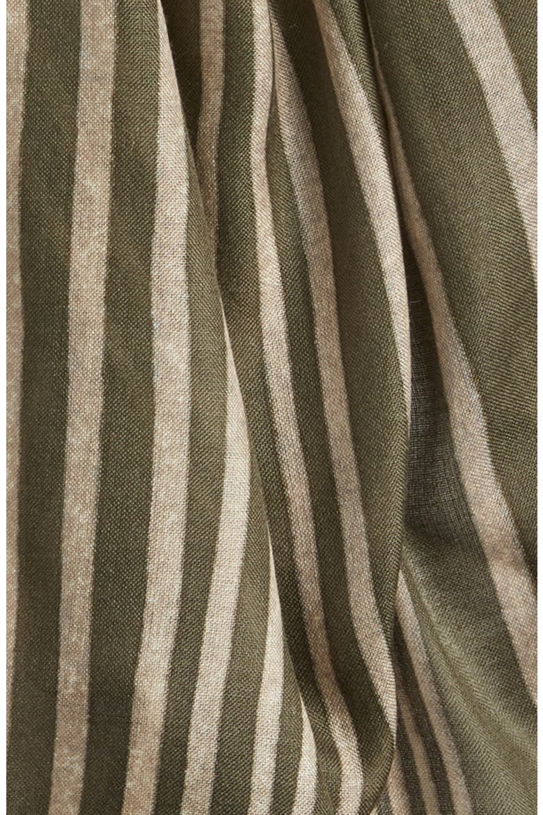 Eyelash Trim Print Cashmere & Silk Wrap, Alternate, color, GREEN PAINTED LINES