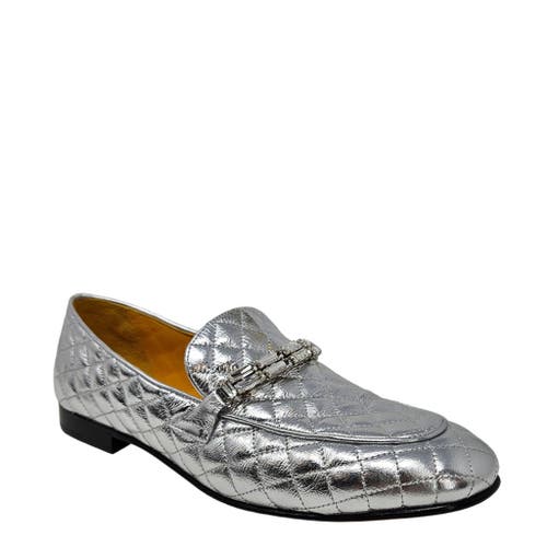 Madison Maison Flat Quilted Loafer In Silver