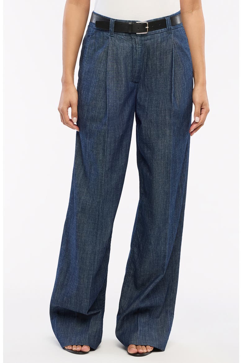 Chambray Relaxed Wide Leg Pant, Main, color, DARK BLUE
