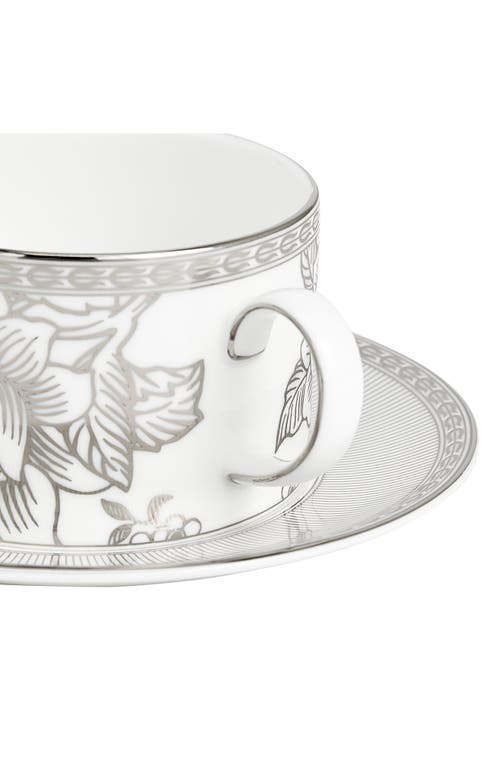 Wedgwood Silver Tonquin Bone China Teacup & Saucer Set In Multi