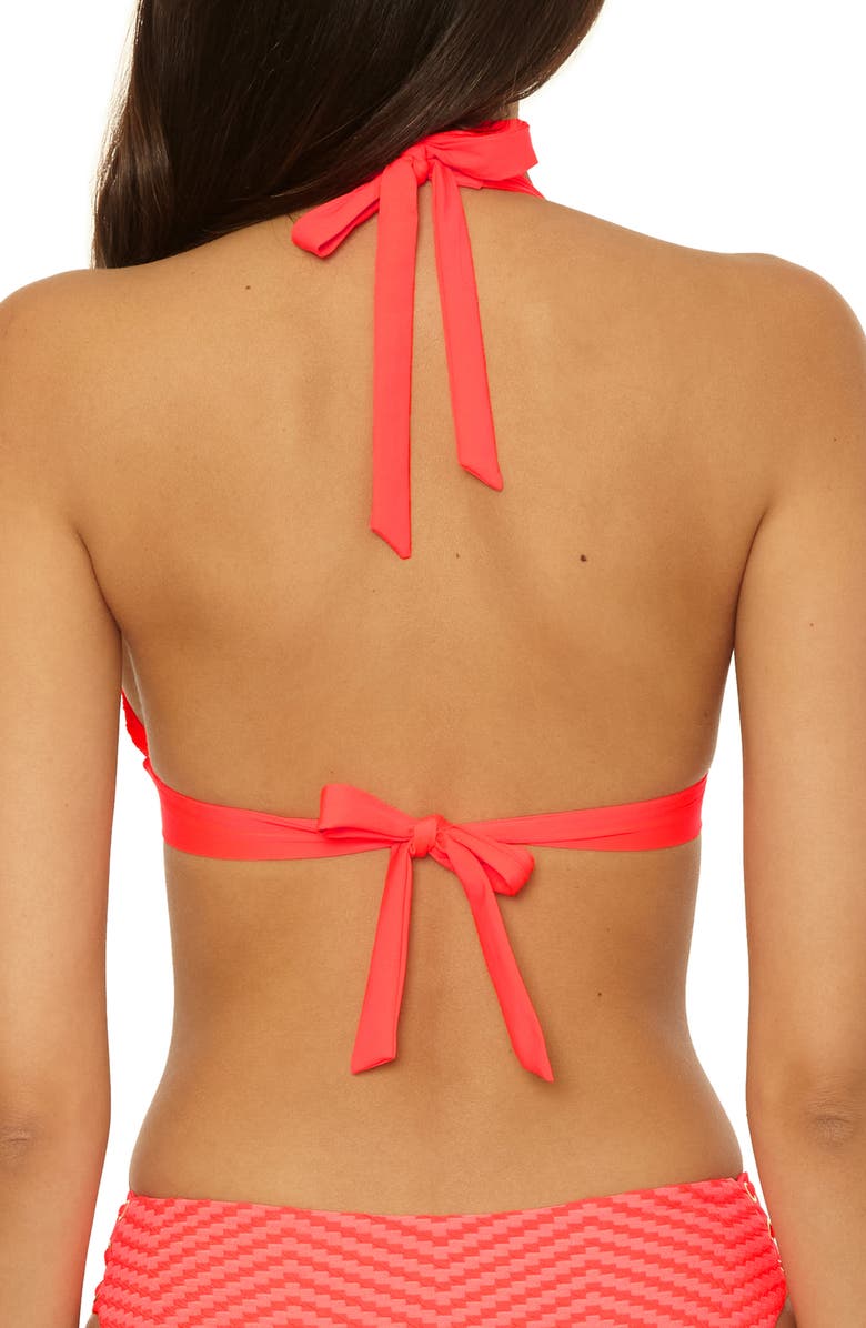 Becca Connect Banded Halter Bikini Top, Alternate, color, Dragon Fire