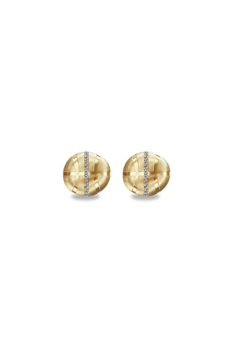 The Basketball Leaking Ball Linear Diamond Earrings, Alternate, color, Gold / White Diamond