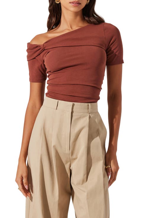 Saylah One-Shoulder Stretch Cotton Top