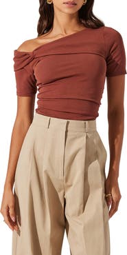 ASTR the Label Saylah One-Shoulder Stretch Cotton Top