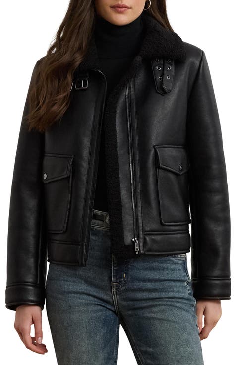 ジャケット LAUREN RALPH LAUREN Woman Jacket Leather 297951274 270 Women's Lauren Ralph Lauren Leather & Faux Leather Jackets