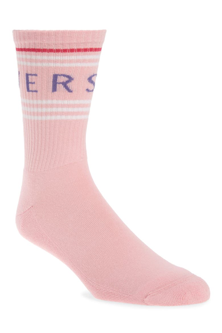 Logo Cotton Blend Crew Socks, Main, color, PINK