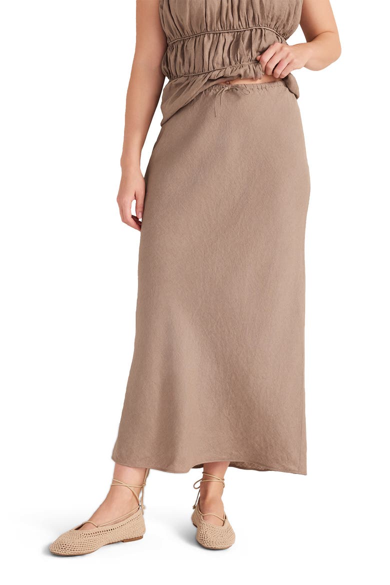 Linen Bias Cut Midi Skirt, Main, color, Sugar Chestnut