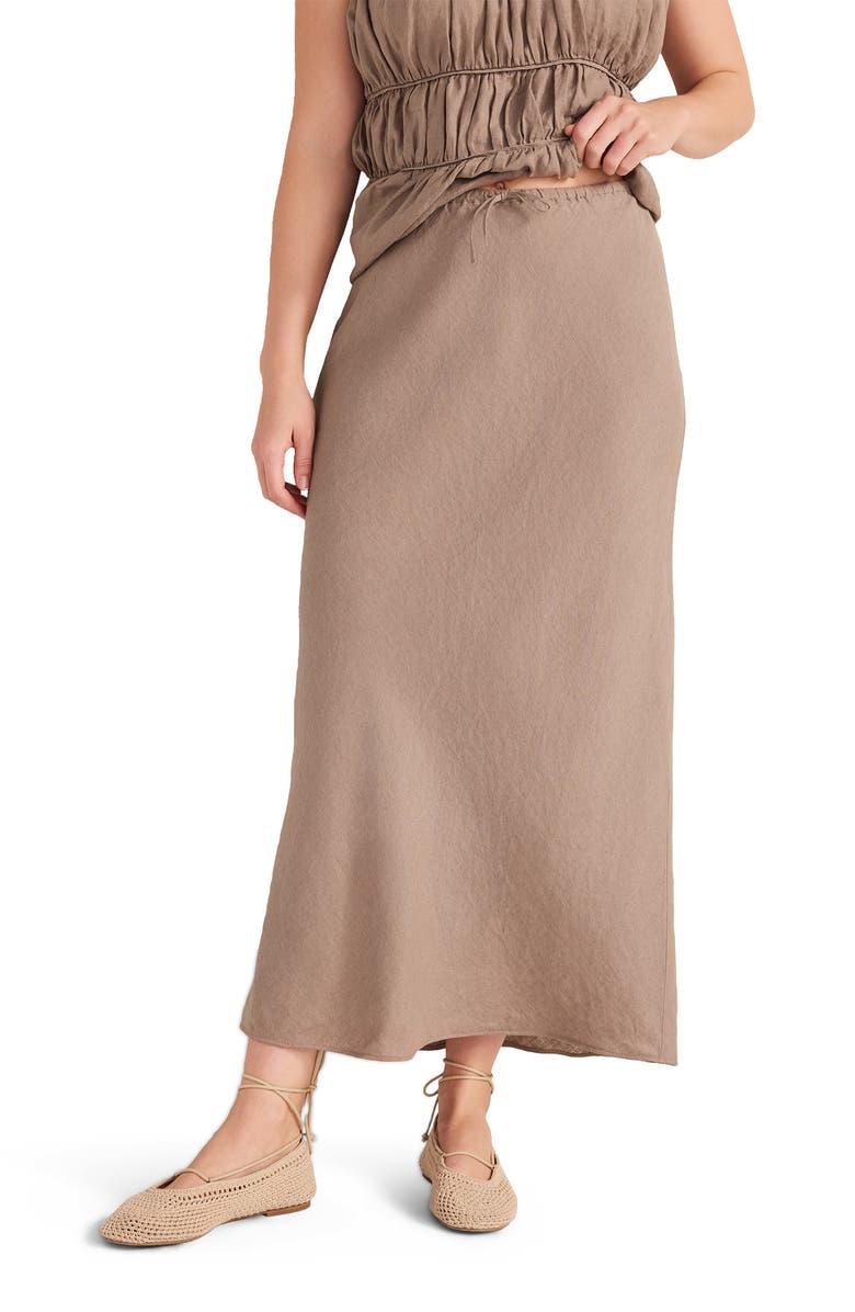 Haven Well Within Linen Bias Cut Midi Skirt, Main, color, Sugar Chestnut