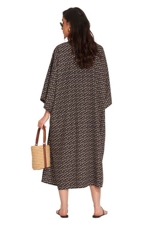Gottex Beach Life Mika Short Sleeves Swim Cover Up Kimono In Black/multi