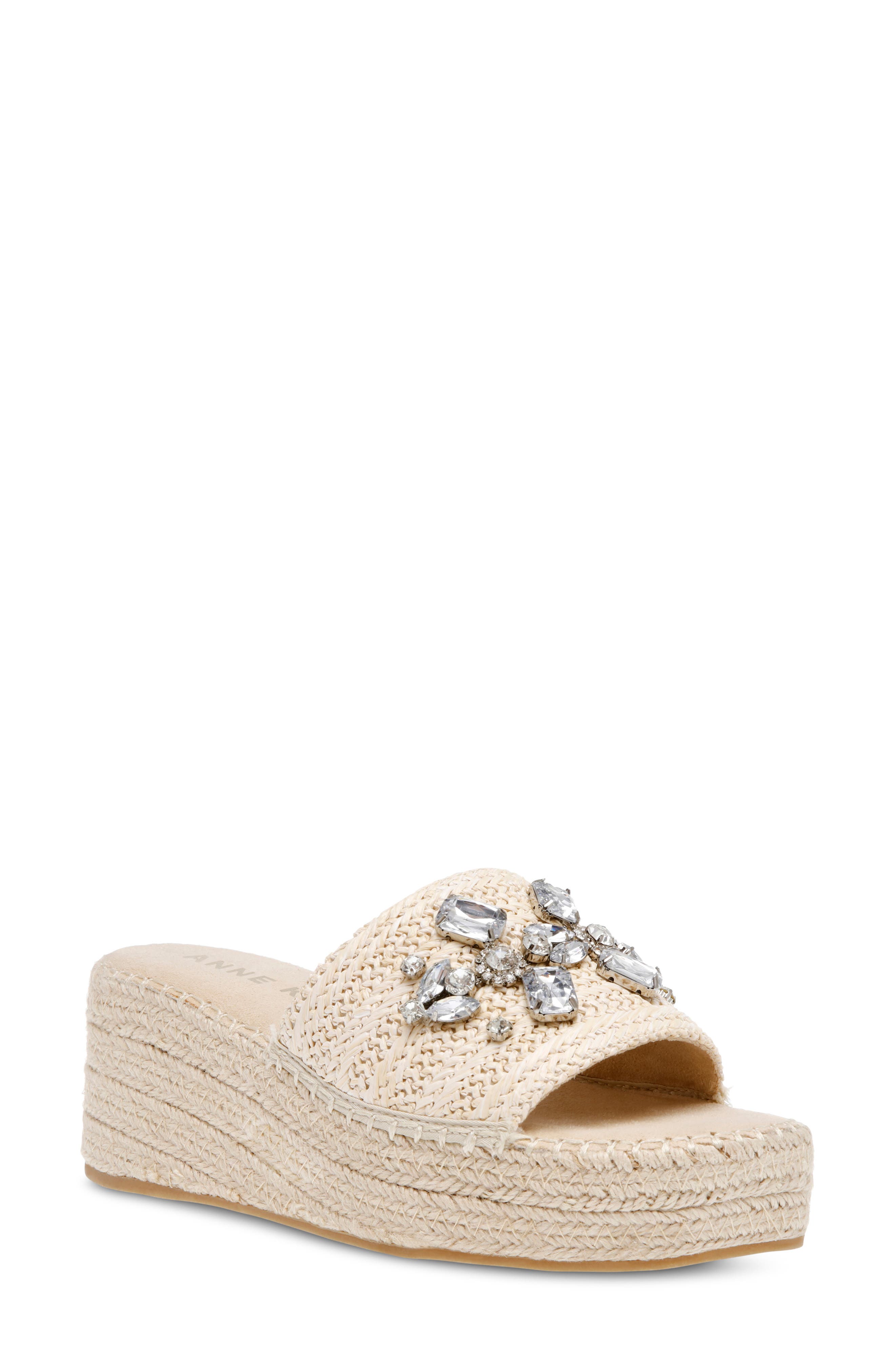Anne Klein Crystal Espadrille Slide Sandal, Main, color, 