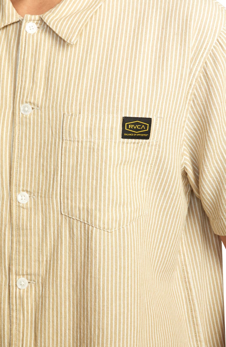 RVCA Dayshift Stripe Cotton Short Sleeve Button-Up Shirt, Alternate, color,