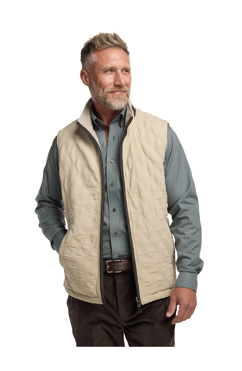 Paul Fredrick Microsuede Check Reversible Vest, Alternate, color, Cream