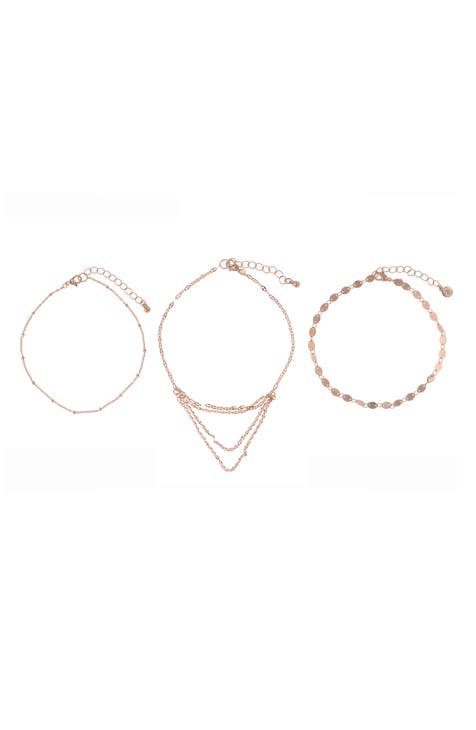 Set of 3 Chain Anklets