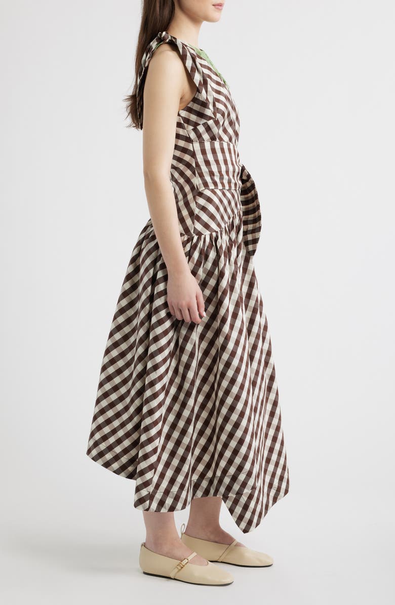 Damson Madder Gisele Lace Detail Check Dress, Alternate, color, Chocolate