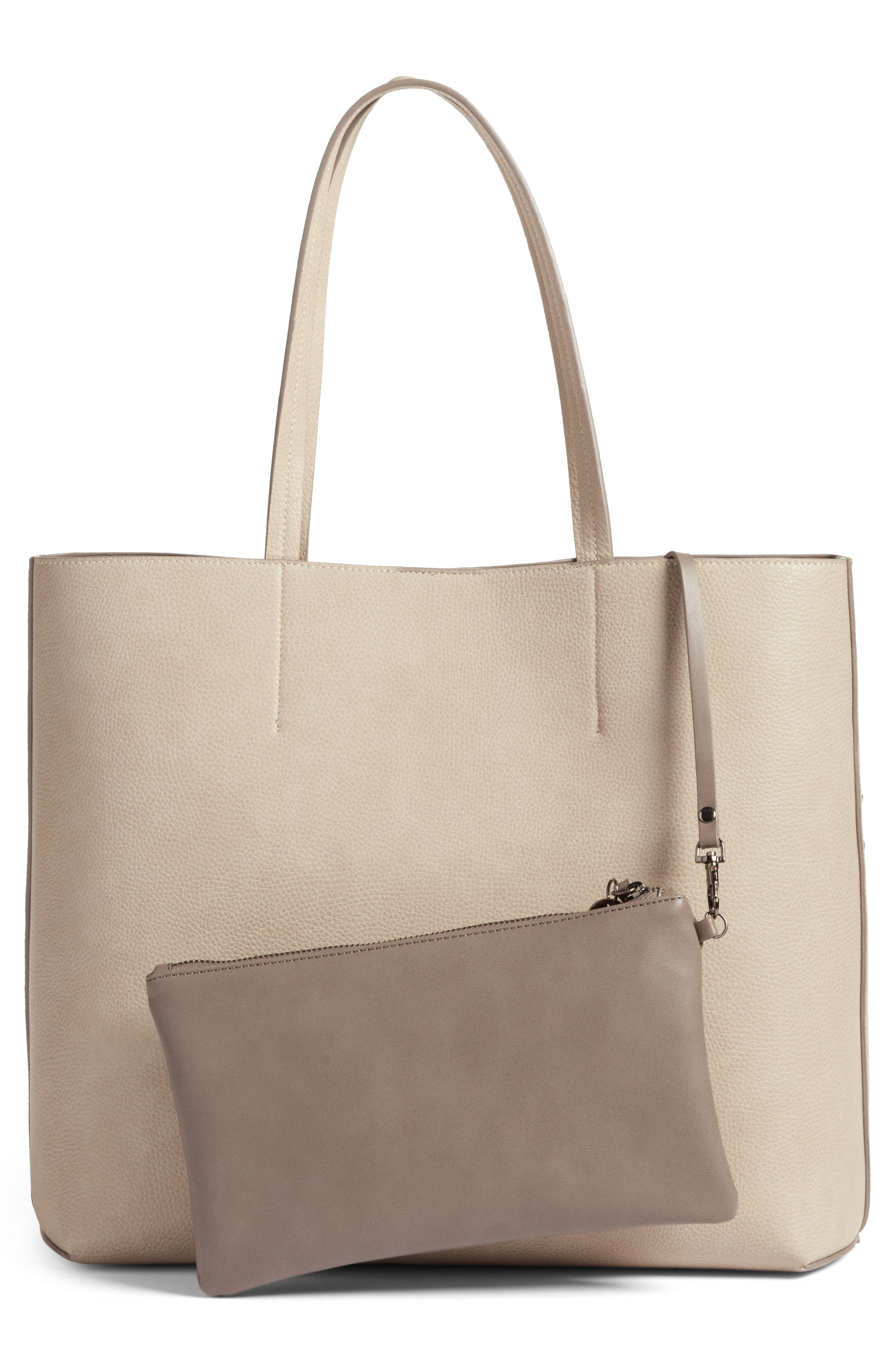 Kaylee Embellished Faux Leather Tote, Alternate, color, GREY FLINT