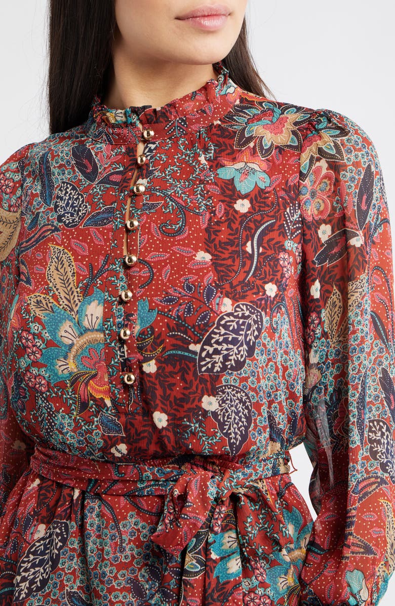 Vince Camuto Floral Long Sleeve Chiffon Fit
Flare Dress, Alternate, color,