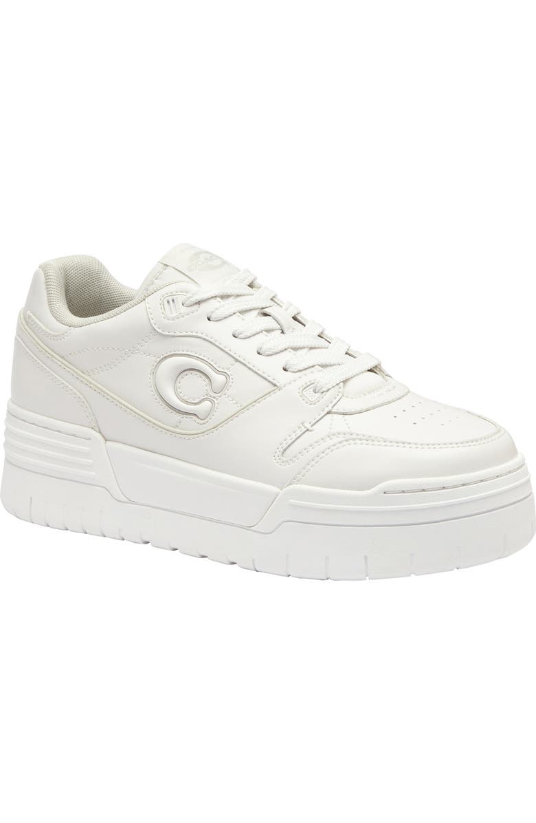 COACH Soho Genuine Shearling Trim Platform Sneaker, Main, color, Light Grey/ Optic White