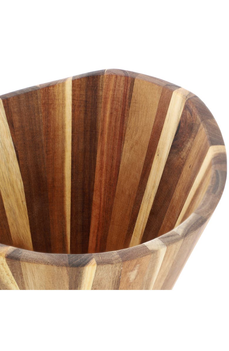 Megachef Large Acacia Wood Salad Bowl with Serving Utensils, Alternate, color, Brown