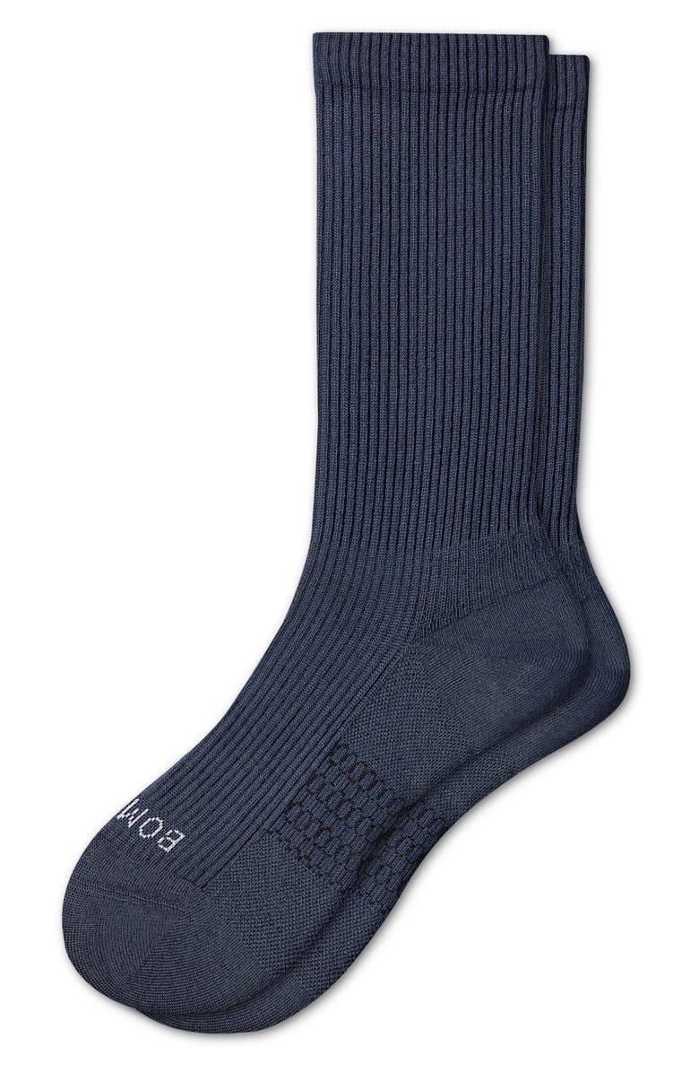 Bombas Lightweight Ribbed Crew Socks, Main, color, Midnight Navy