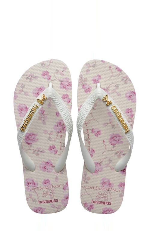 Havaianas X Loveshackfancy Top Ribbon Flip Flop In Beige