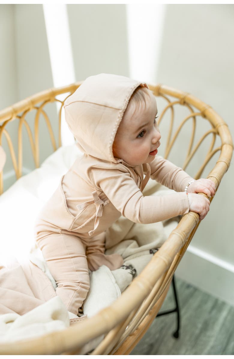Bebe Bella Knitted Wrap Romper with Bonnet, Alternate, color, White