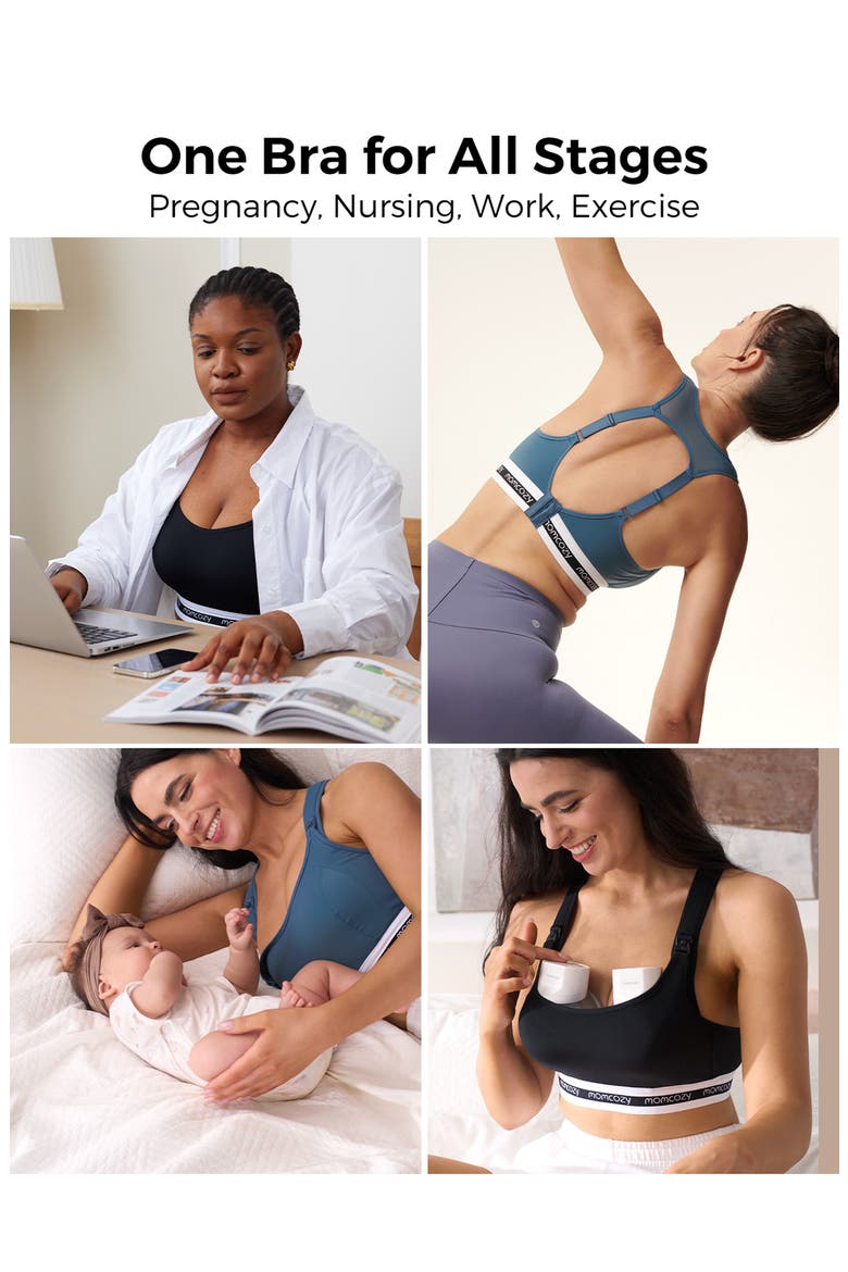 Low Impact Nursing Sports Bra, Alternate, color, BLACK