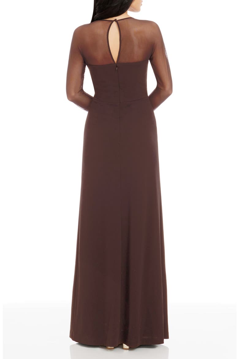 Maxwell Square Neck Long Sleeve Gown, Alternate, color, MOCHA